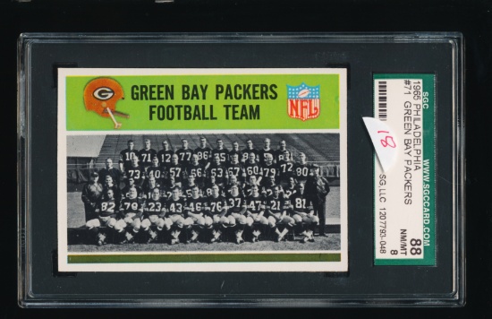1965 Philadelphia Football Card #71 Green Bay Packers Team Card. Graded SGC