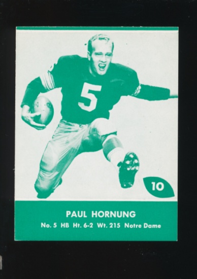 1961 Lake to Lake Football Card #10 Hall of Famer Paul Hornung Green Bay Pa