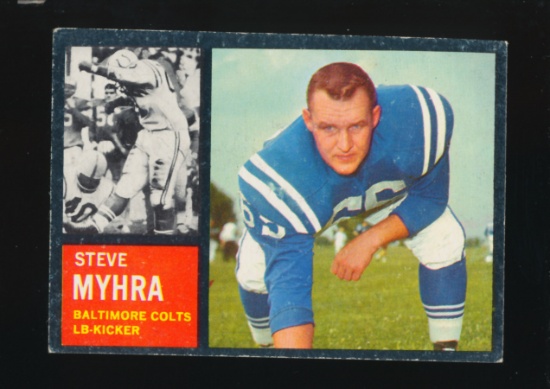 1962 Topps Football Card #6 Steve Myhra Baltimore Colts