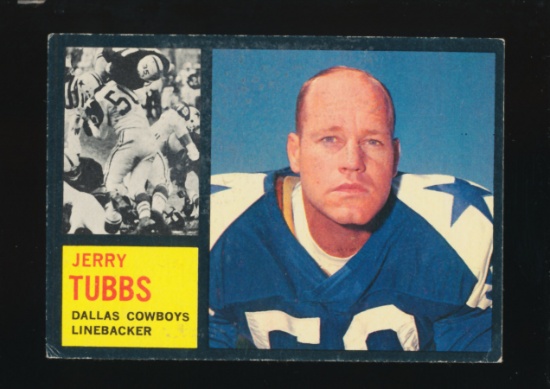 1962 Topps Football Card #45 Jerry Tubbs Dallas Cowboys (Scarce Short Print