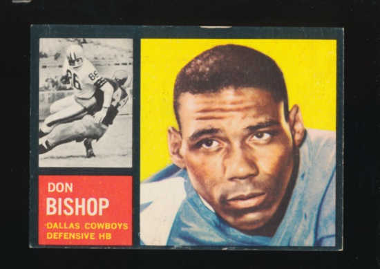 1962 Topps Football Card #46 Don Bishop Dallas Cowboys (Scarce Short Print)