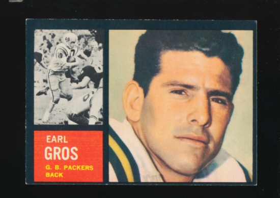 1962 Topps Football Card #74 Earl Gros Green Bay Pakers (Scarce Short Print