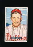 1951 Bowman Baseball Card #3 Hall of Famer Robin Roberts Philadelphia Phill