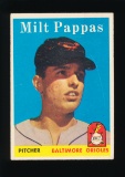 1958 Topps ROOKIE Baseball Card #457 Rookie Milt Pappas Baltimore Orioles (