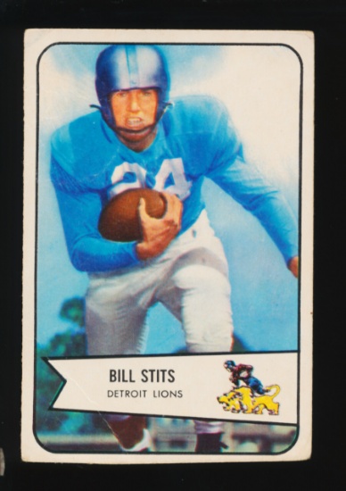 1954 Bowman Football Card #5 Bill Stits Detroit Lions. Has Crease on Revers