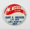 1977 Celluloid Pin Back for:  VOTE / FOR / KURT R. KRUEGER / LM 863 / A. N.