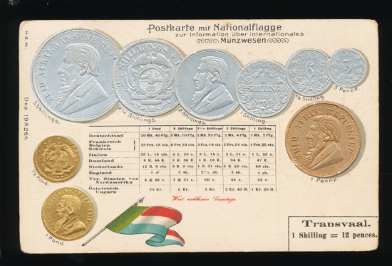 TRANSVAAL (South Africa) Embossed 1890s Coins (9) Pieces with Single South