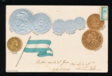 ARGENTINA Embossed 1880s Coins  (8) pieces with Flag.  SIZE:  Standard; CON