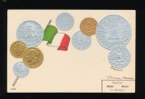MEXICO Embossed 1880s to 1900s Coins  (9) pieces with Flag.  SIZE:  Standar