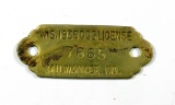 1935 WIS. 1935 Dog License / 7665 / MILWAUKEE CO. / Brass / SIZE:  5/8 x 1