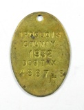1932 IROQUOIS COUNTY (Illinois) Brass Dog Tax Tag Number 488713 situated in