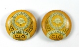 1937 Tin Litho Pin Back Buttons (2):INTERNATIONAL UNION (of) UNITED AUTOMOB