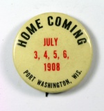 1966 Celluloid Pin Back Button for:  HOME COMING / July / 3, 4, 5, 6 / 1908
