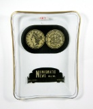 1952 Glass Notions or Tip Tray Illustrating a Golden 1850-O $20 Gold Double