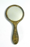 1910 Ladies Advertising Brass Hand Mirror (Likely GA or SC):  LOOK TO US /