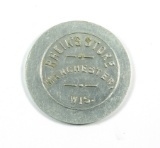 1920s MANCHESTER, Wis. 50c In MDSE. Aluminum Trade Token.  SIZE:  1