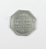 1940s Aluminum Trade Token:  MIDWAY / POOL AND / LUNCH ROOM / NEW GLARUS /