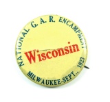 1923 Large Celluloid Pin Back Button for:  The NATIONAL G. A. R. (Grand Arm