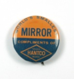 1970s Celluloid Advertising?Mirror? Pin Back (Mirror-Like Tin) Back:  WORLD