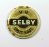 1910 SELBY B. B. SPLIT SHOT Celluloid Pin Back (No Pin) or possibly Top for