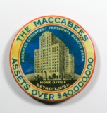 1920s Celluloid Advertising Mirror for:  THE MACCABEES / AMERICAS STRONGEST