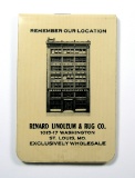 1920 Celluloid Covered Advertising Memo Book for:  RENARD LINOLEUM & RUG CO