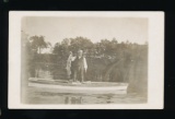 AMHERST: 1909 RPPC Old Timer hoists an outstanding Husky Wisconsin Muskie a