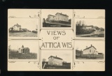 ATTICA:  Printed Post Card ofVIEWS at ATTICA WIS. Including:  STREET SCENE: