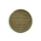 FOND DU LAC: Civil War Token:  F. FRITZ / GROCERIES, / Crockery Provisions