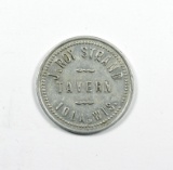 IOLA:  J. ROY STRAND / TAVERN / IOLA, WIS. GOOD FOR / 10c / IN TRADE.  SIZE