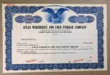 ATLAS WAREHOUSE AND COLD STORAGE COMPANY SPECIMEN Unissued Stock Certificat