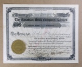1908 The Canadian Brick Company, Limited  Issued  Stock Certificate Number