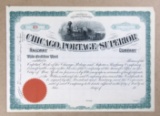 1875 CHICAGO, PORTAGE And Superior Railway Company Unissued Stock Certifica