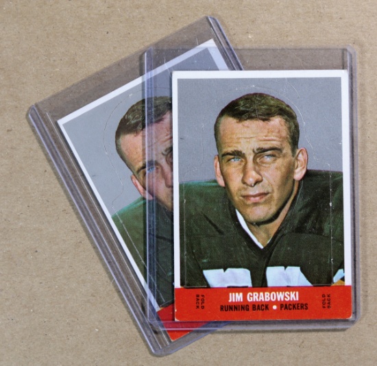 (2) 1968 Topps Stand-Up Football Cards Jim Grabowski Green Bay Packers (Unu