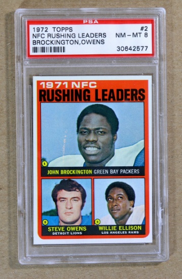 1972 Topps Football Card #2 Rushing Leaders: John Brockington-Steve Owens-W