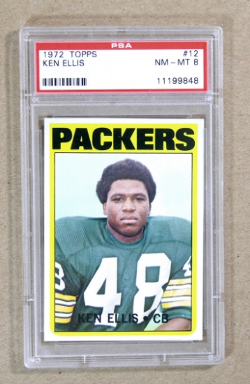 1972 Topps Football Card #12 Ken Ellis Green Bay Packers. Graded PSA NM/MT-