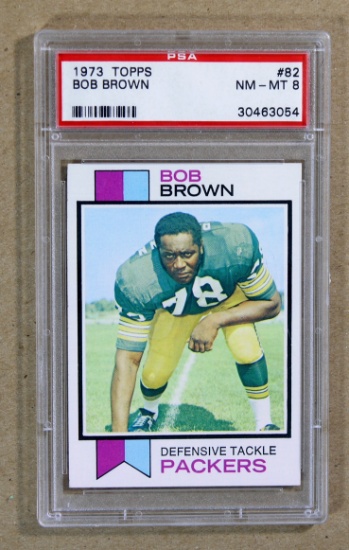 1973 Topps Football  Card #82 Bob Brown Green Bay Packers. Graded PSA NM/MT