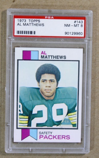 1973 Topps Football  Card #143 Al Matthews Green Bay Packers. Graded PSA NM