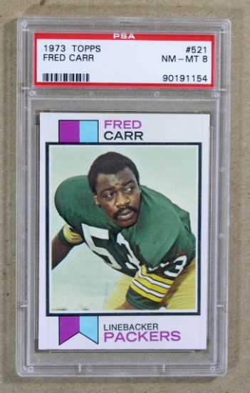 1973 Topps Football  Card #521 Fred Carr Green Bay Packers. Graded PSA NM/M
