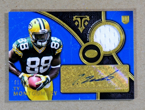 2015 Topps AUTOGRAPHED-GAME WORN JERSEY-ROOKIE Football Card #TTRAR-TM Rook