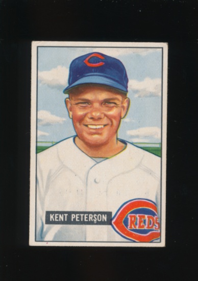 1951 Bowman Baseball Card #215 Kent Peterson Cincinnati Reds