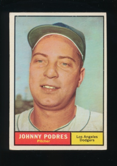 1961 Topps Baseball Card #109 Johnny Podres Los Angeles Dodgers