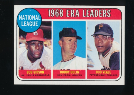 1969 Topps Baseball Card #8 National League ERA Leaders: Bob Gibson-Bobby B