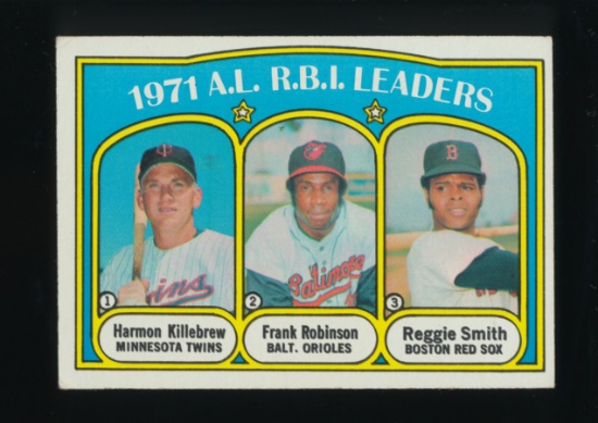 1972 Topps Baseball Card #88 American League RBI Leaders: Harmon Killebrew-