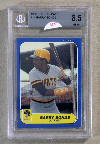 1986 Fleer Update ROOKIE #U-14 Rookie Barry Bonds Pittsburgh Pirates. Grade