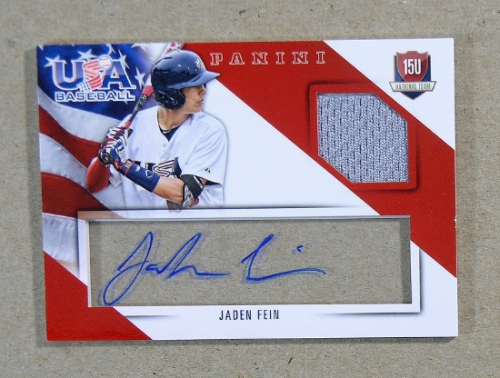 2015 Panini ATOGRAPHED-GAME WORN JERSEY Baseball Card #15U Jaden Fein USA B