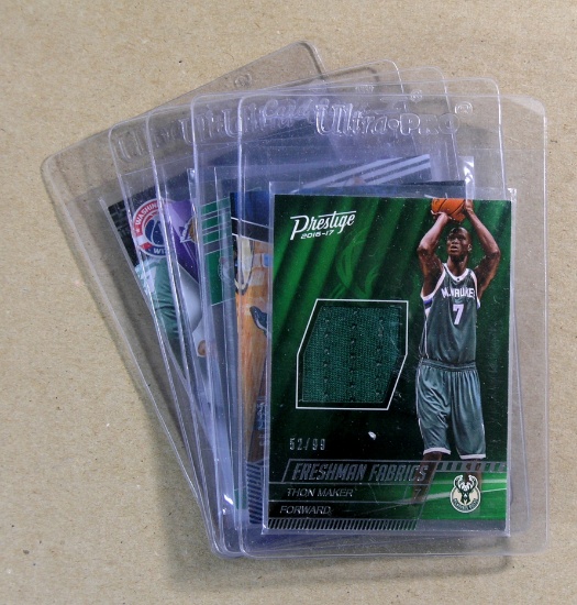(5) Game Worn Jersey Basketball Cards