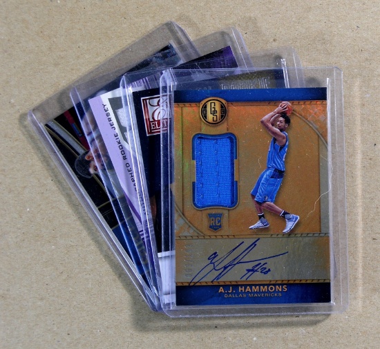 (4) Autographed-Game Worn Jersey Basketball Cards