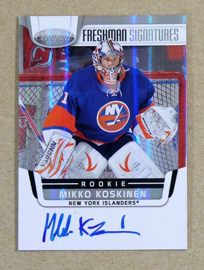 2011 Panini AUTOGRAPHED-ROOKIE Hockey Card #183 Rookie Mikko Koskinen New Y