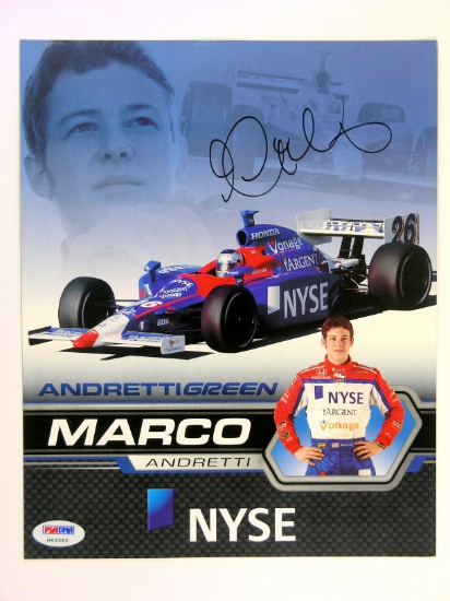 Autographed 8x10 Card, Indy Car Driver Marco Andretti Authenticated By PSA/